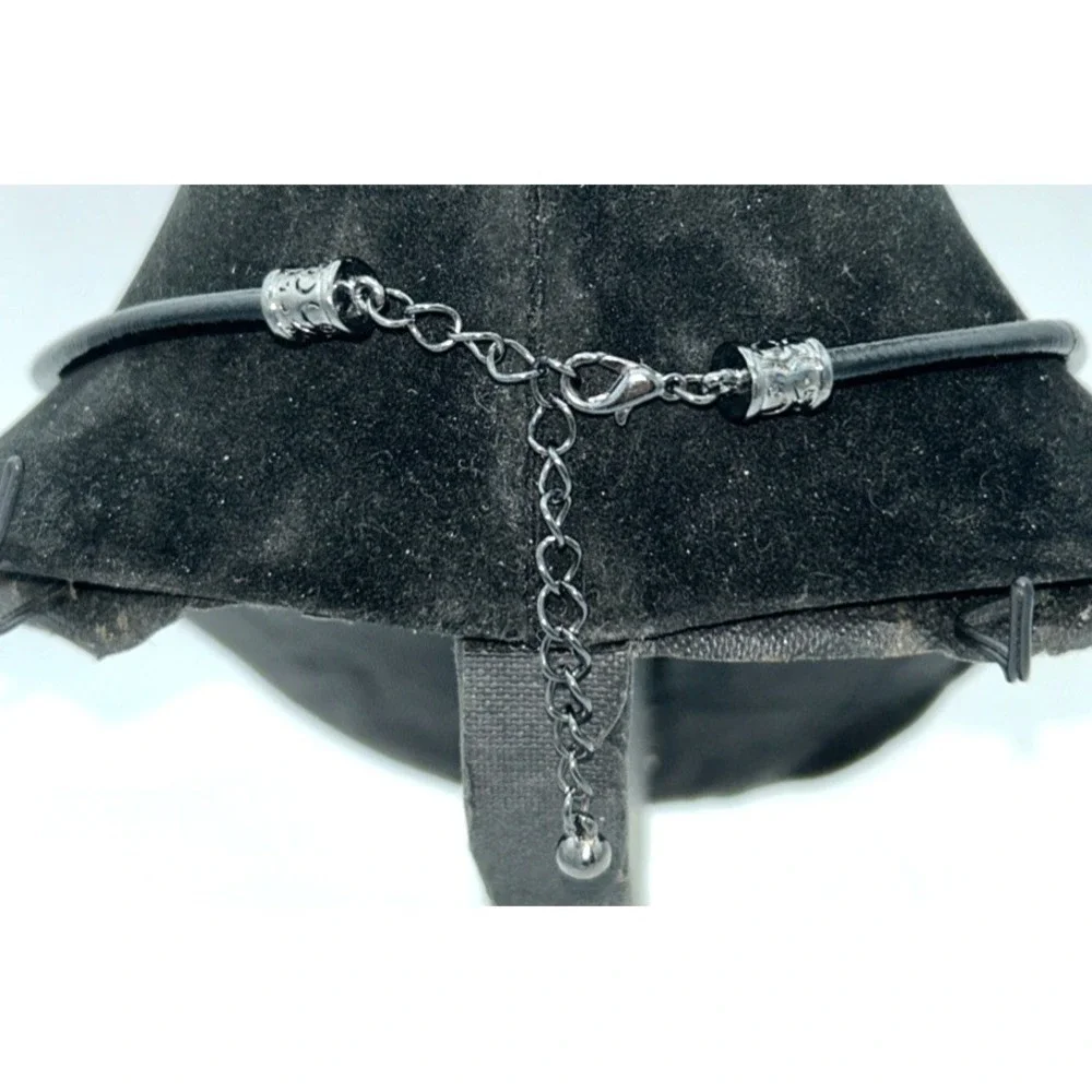 Aztec Pendant Necklace Square Tribal Geometric Cracked Leather Costume MCM‎ 31